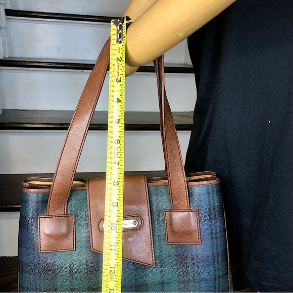 RALPH LAUREN Black Watch Coated Canvas Waxed Leather Shopper Baby Toddler Bag - Picture 9 of 17